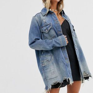 Free People MoonChild Denim Shirt Jacket Size XS